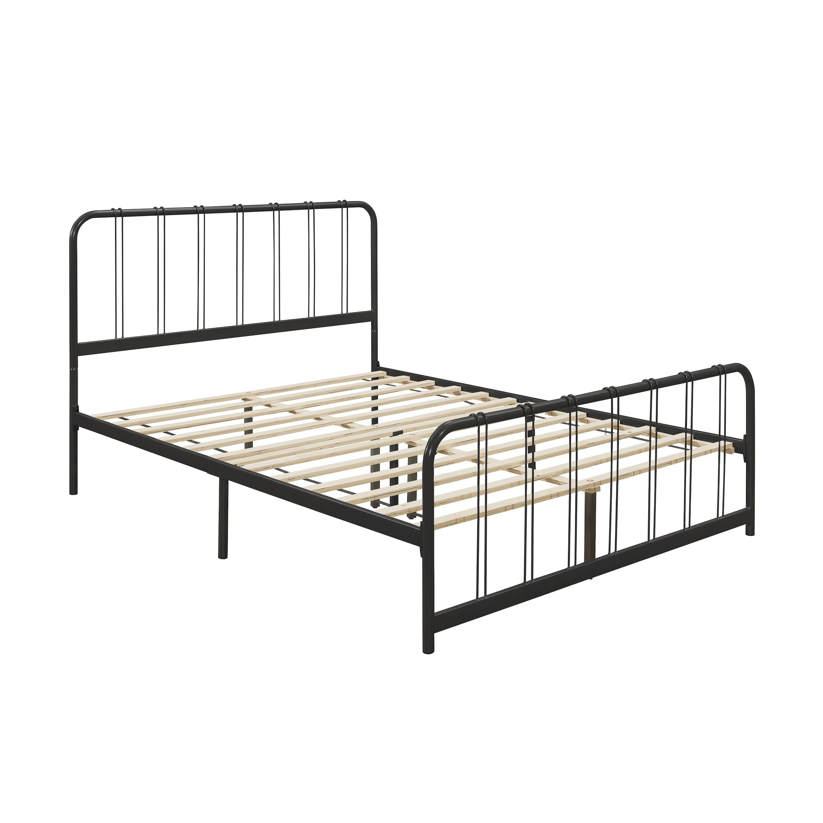 Home Design Debra King Metal Platform Bed Frame with Sturdy Frame and Openwork Design, Black, Easy Assembly