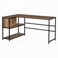 thumbnail image 2 of Sturdy L-Shaped Desk with Storage & Industrial Style|Black/Brown, 2 of 8