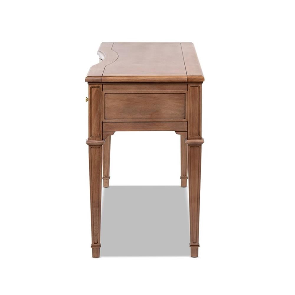 Scranton & Co 55" 3-Drawer Wood Executive Desk in Brown Rubber Wood & Veneer