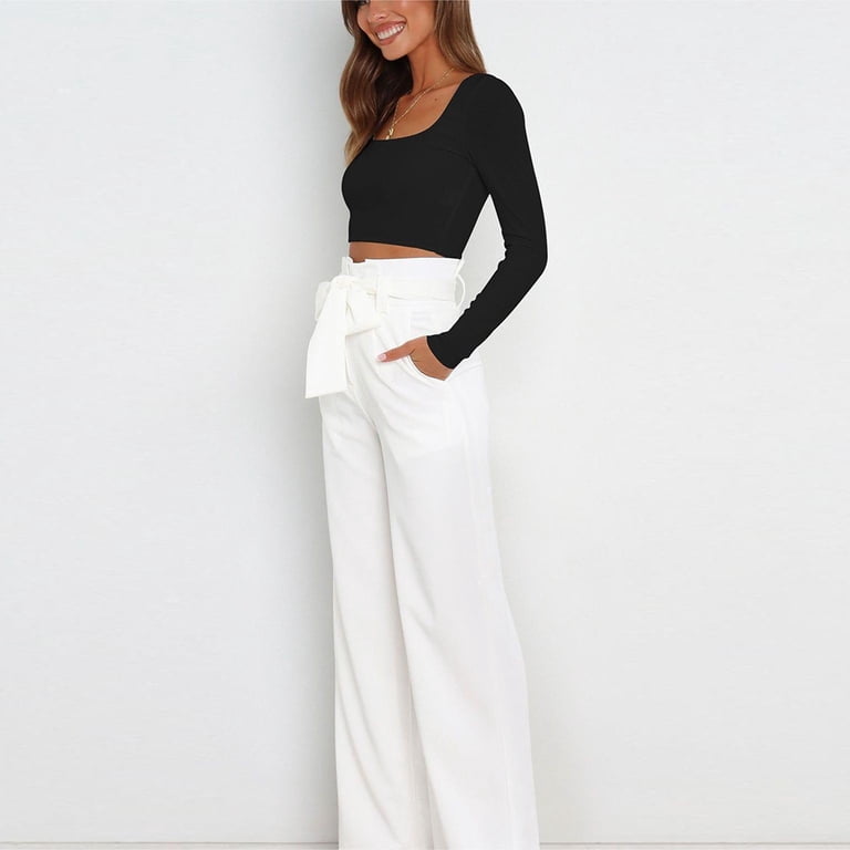 high waisted dress pants tall High-Rise Wide-Leg Pleated Dress Pants for Tall Women in Off White Pinstripe 14 / Tall / Off White Pinstripe main image 1