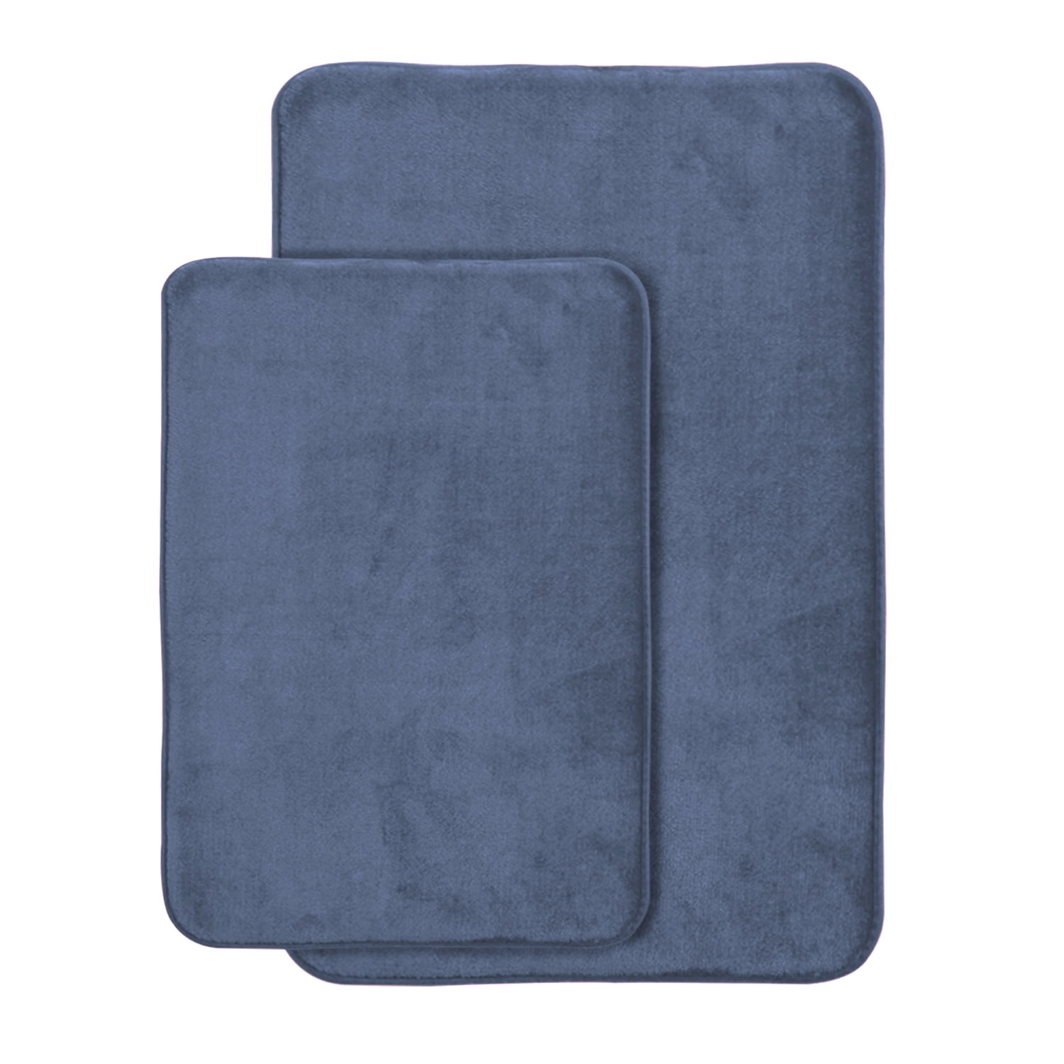 AOACreations Memory Foam Bath Rug, Bathroom Mat Set of 2 Pcs, Blue Gray