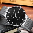 thumbnail image 5 of Men's Watch Ultra Thin Waterproof Wristwatch Men Fashion with Black Stainless Steel Strap Mesh Analogue Quartz Business Men Watches, 5 of 5