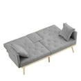 thumbnail image 5 of Convertible Futon Sofa Bed,69-inch Modern Tufted Velvet Sleeper Sofa Couch Oversized Loveseat Sofa with 3 Adjustable Positions,6 Metal Legs and Cup Holder for Living Room Bedroom Office,GREY, 5 of 6
