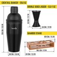 thumbnail image 2 of Bartender Kit with Whiskey Smoker 13 pcs Bamboo Stand Cocktail Set Black Matte, 2 of 6