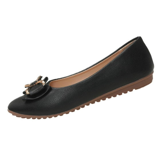 Wensltd Comfy Round Toe Wedge Shoes for Women Pointe Toe Lightweight Shallow Mouth Low Heel Shoe for Women
