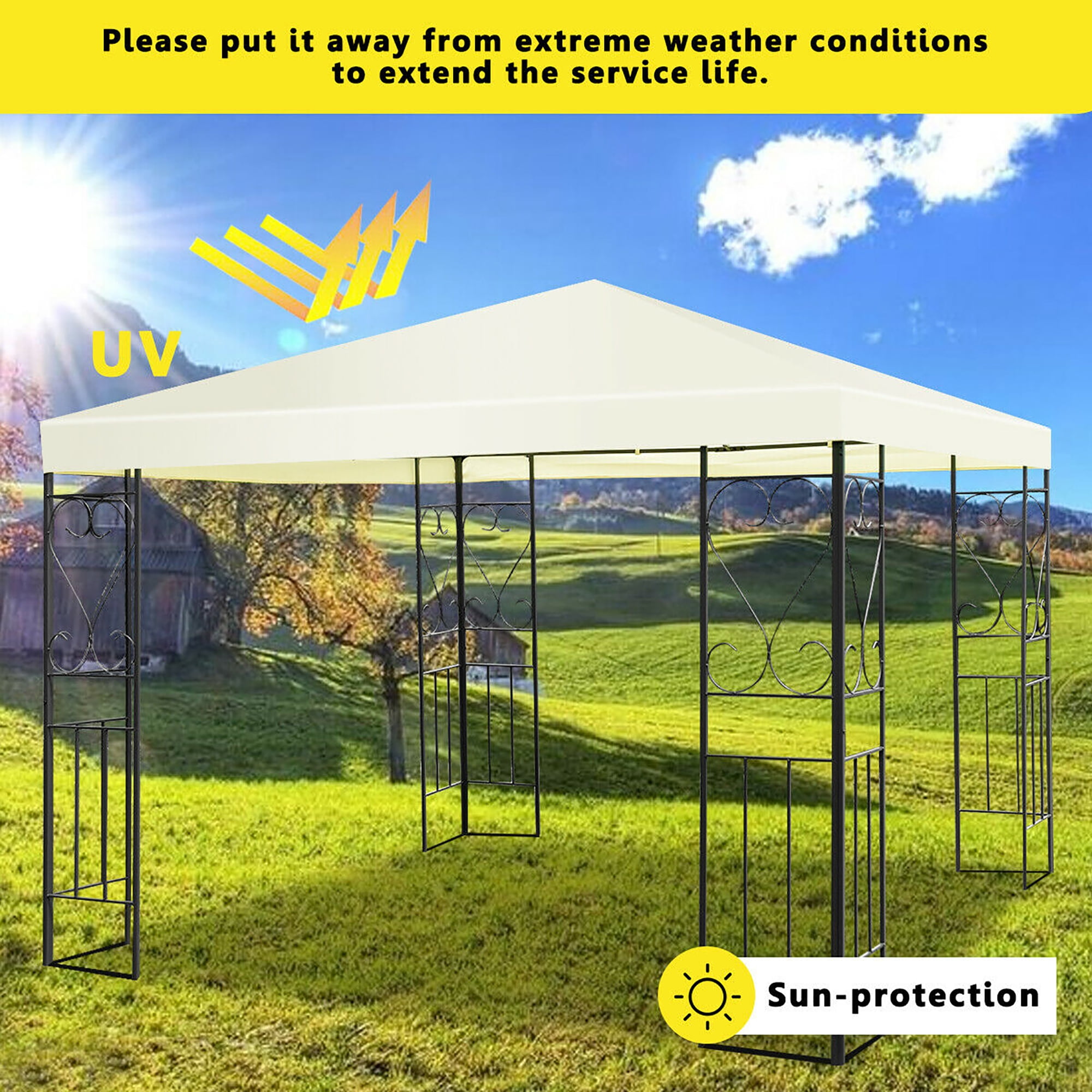 Costway 10'x10' Steel Frame Patio Gazebo Canopy Tent Shelter Patio Party Awning