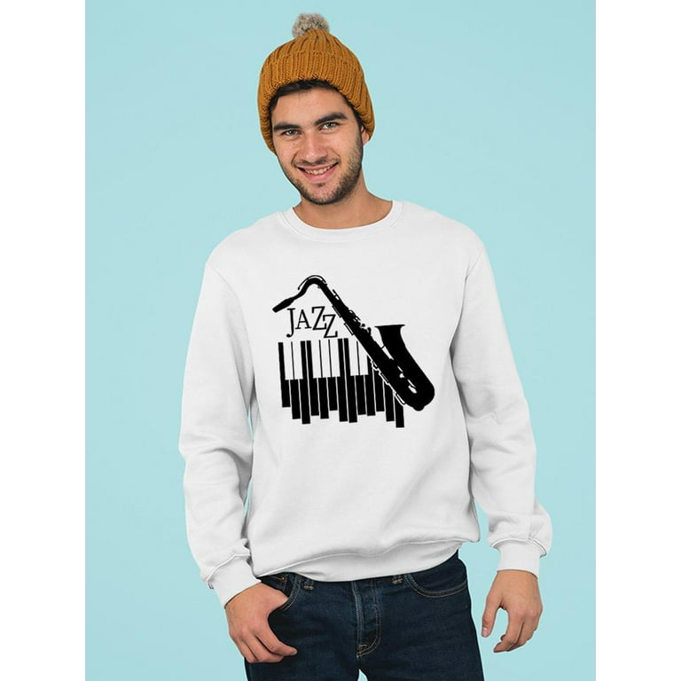 Jazz Sax And Piano Sweatshirt Men SPIdeals Designs Male 3X Large