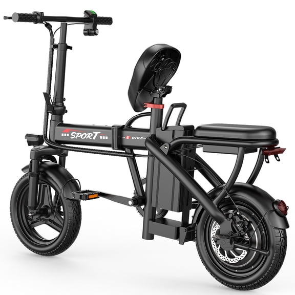 ASKGO 14" Folding Electric Bike for Adults Teens, 749W Peak Motor 48V Battery, Commuter City Ebike, Electric Bicycle with Two Seats UL2849