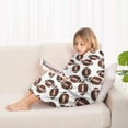 thumbnail image 4 of Brown Footballs Repeat Pattern Blanket Hoodies for Kids 6-13YR Oversize Wearable Blanket Hoodies for Boys Girls Teens, 4 of 7