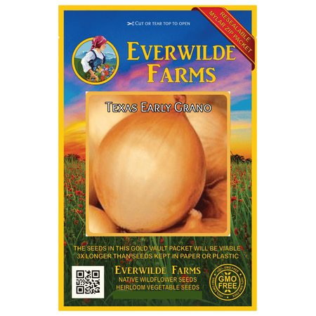 Everwilde Farms - 500 Texas Early Grano Onion Seeds - Gold Vault Jumbo Bulk Seed