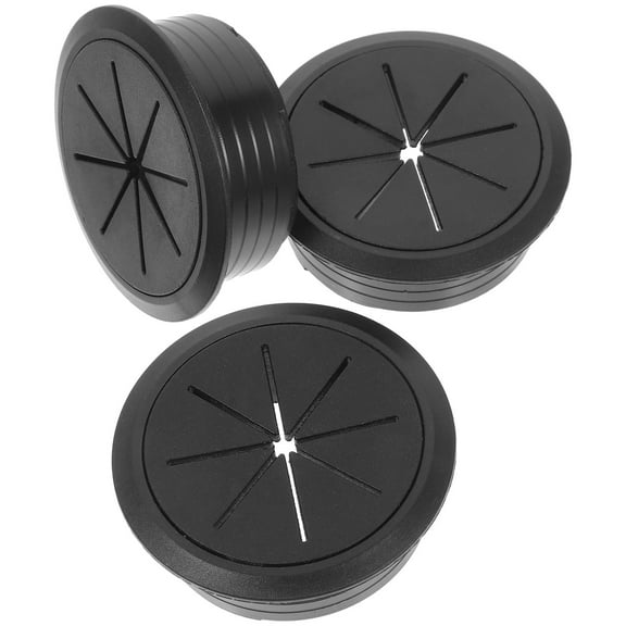 Masteelf 3 Pcs Black Plastic Round Cable Hole Covers for Desk Wire Management at Home