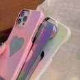 thumbnail image 5 of Compatible with iPhone 14 Pro Max Laser Case Hologram Glossy Love Heart Mirror Makeup PU Leather Cute Bling Unique Luxury Shockproof Protection Cover for Women Girls Purple, 5 of 5