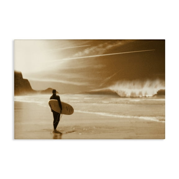 Stupell Industries Out Of The Sun Surfer Coastal Photography Gallery Wrapped Canvas Art Print Wall Art, 24 x 16