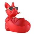 thumbnail image 4 of Estatua de perro con bandeja de almacenamiento, adorno de resina, llavero, organizador creativo de dulces Rojo, 4 of 9