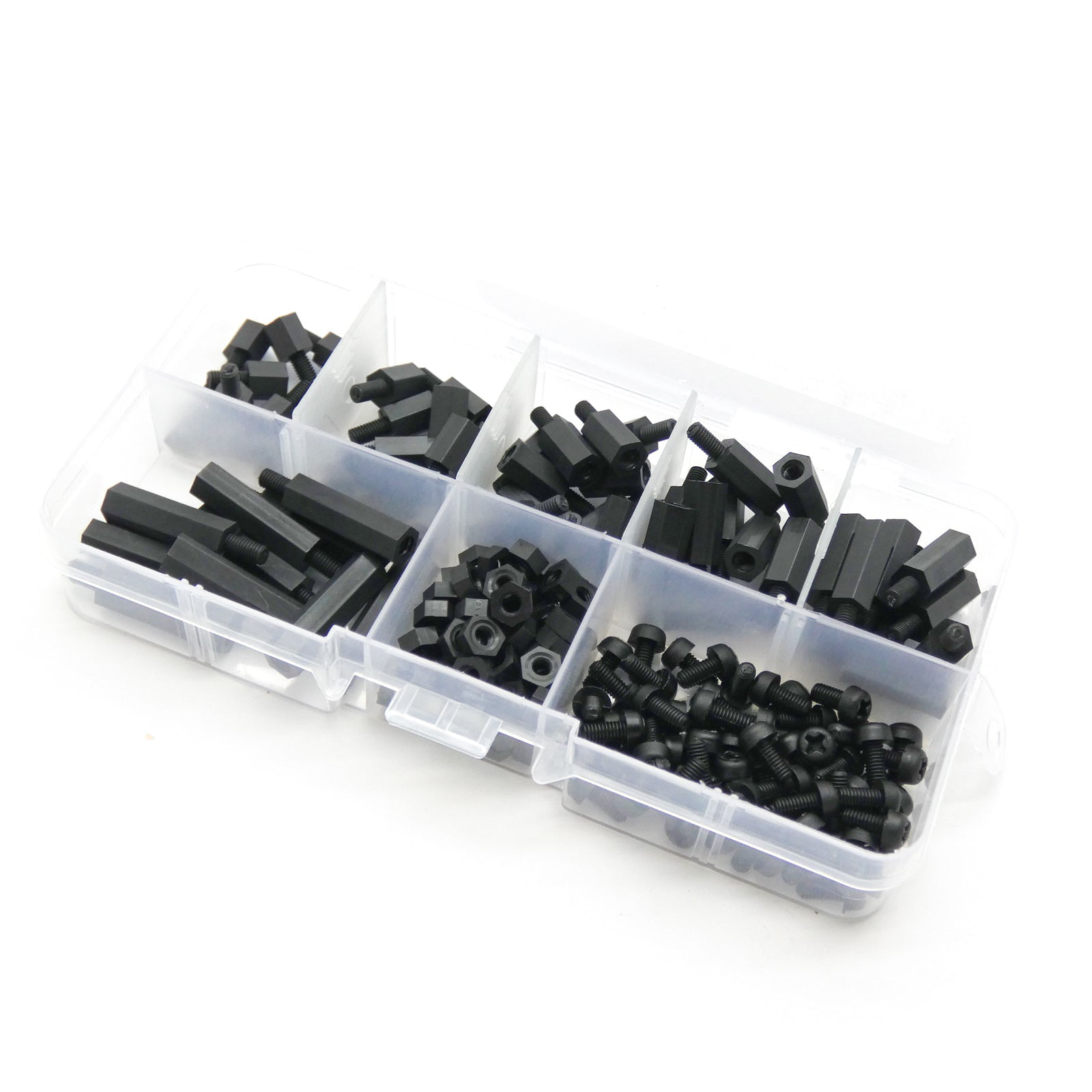 M3 Black Plastic Nylon Hex Spacers Screw Nut Stand-off Assortment Kit Set 180pcs 