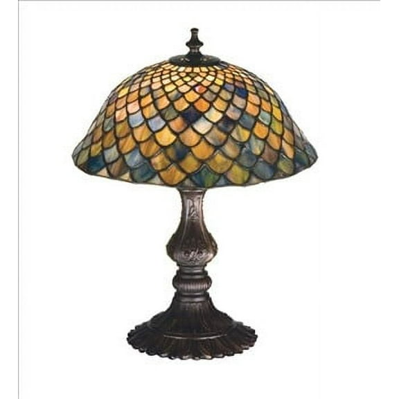 Meyda Tiffany 27170 15" H Tiffany Fishscale Accent Lamp - Green