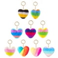 thumbnail image 3 of Plush Multicolor Splicing Heart-shaped Pendant Keychain Bag Car Key Ring Decor, 3 of 8