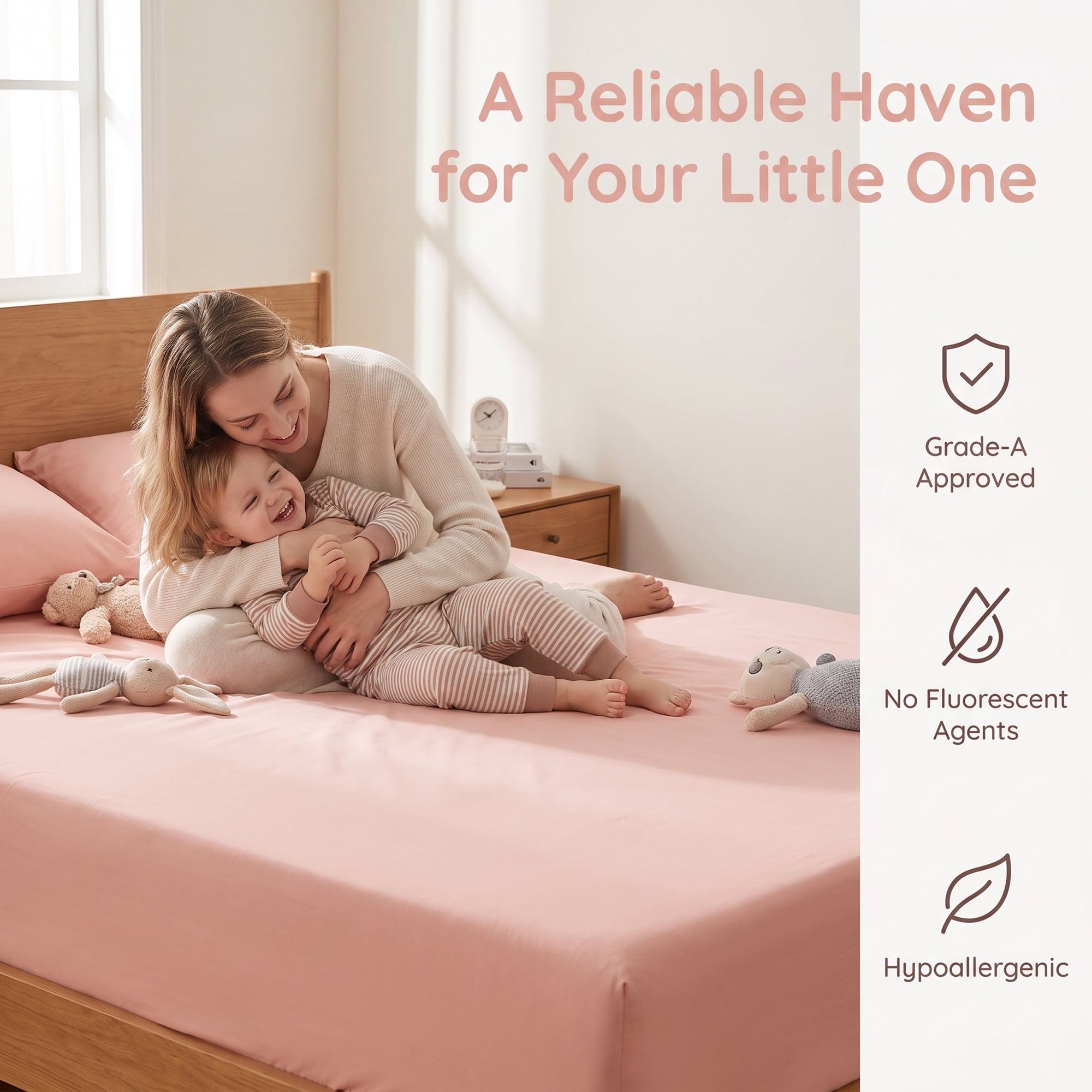 Unique Bargains Fitted Sheet Cotton Bed Sheets Cooling for Sleep 59"x78.7" Grapefruit Pink