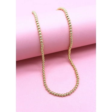 18K Gold Filled 4mm Beaded Necklace (F272)