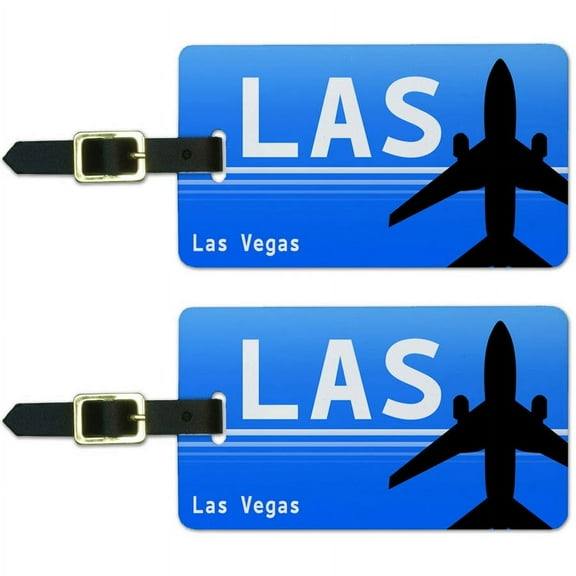 Las Vegas NV (LAS) Airport Code Luggage Suitcase Carry-On ID Tags, Set of 2
