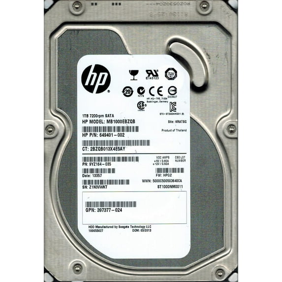 ST1000NM0011 P/N: 9YZ164-035 F/W: HPG2 1TB Seagate KRATSG HP