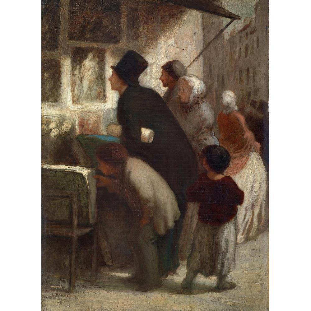 Honoré Daumier 11x14 Black Modern Framed Museum Art Print Titled - Outside the Print-Seller's Shop (C. 1860-1863)