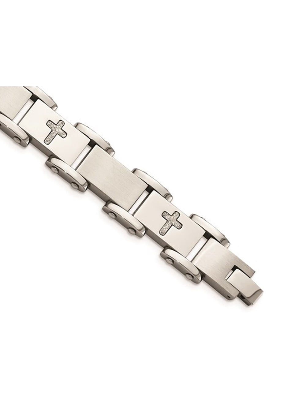 Gem & Harmony Mens Stainless Steel Cross Bracelet 8.75 inches for Men