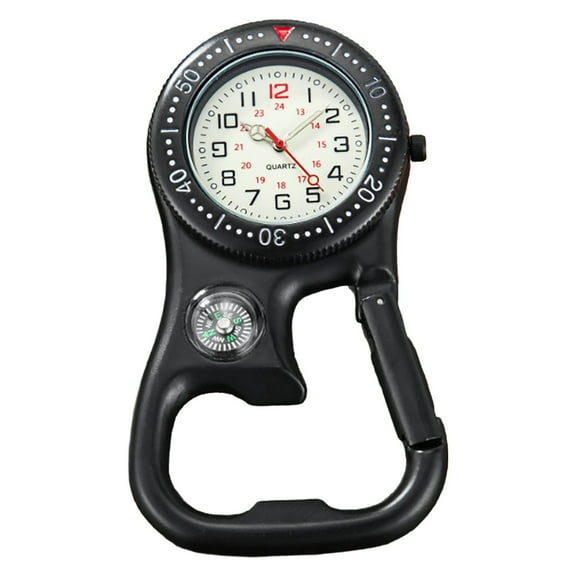 ZEELIY Men Women Compass Corkscrew Carabiner Clip on FOB Watch Outdoor Adventure Luminous Pocket Watch Unisex Pocket Watch with White Dial for Doctors Nurses Outdoor Activities