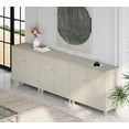thumbnail image 6 of WAMPAT Buffet Cabinet Sideboards, 106" Wood Credenza Console Table with 6 Doors, Kitchen Storage Cabinet with 9 Compartments & Solid Wood Legs for Living Room, Hallway, Beige, 6 of 7