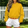 thumbnail image 2 of Womens Mock Neck Sweatshirts Long Sleeve Loose Fit Cropped Shirts Casual Soft Trendy Shirts Basic Tees Cute Y2K Fashion Pullover Top Tunics 2026 Fall Outfits women's clothing Yellow XXL, 2 of 9
