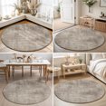 thumbnail image 4 of Round Rugs 4Ft, Brown Beige Round Area Rug Washable Indoor Throw Carpet, Farmhouse Linen Texture Soft Non Slip Circle Rug for Kitchen Nursery Room Home Decor, 4 of 8