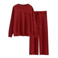 thumbnail image 5 of UVN Winter Pajama for Women Sweater Set Ladies Crewneck Tops and Long Pants Warm 2 Piece Loungewear, 5 of 10