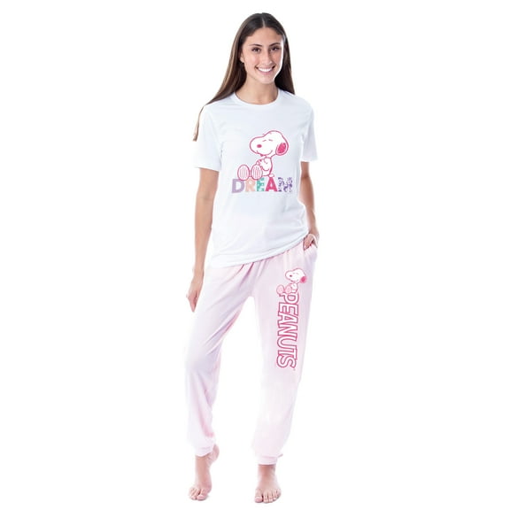 Peanuts Womens' Snoopy Dream Comic Flower Relaxing Sleep Pajama Set