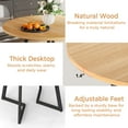thumbnail image 4 of KATBOC 47in Round Modern Farmhouse Dining Table Set with 6 Velvet Chairs, Walnut MDF Top & Black Metal Legs, Waterproof Kitchen Furniture for Small Spaces Apartment, Breakfast Nook, Light Brown+Beige, 4 of 7