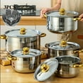 thumbnail image 4 of 10pcs Stainless Steel Cookware Set - Induction Ready Pots & Pans with Lids, Includes Stockpot, Ricotta Pot for Soup/Pasta/Hotpot, Double Handle Kitchen Essentials, 4 of 12