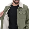 thumbnail image 3 of Mens Sherpa Lined Cargo Jacket Turn Down Collar Work Coat Button Down Winter Multi Pocket Trucker Jacket, 3 of 6