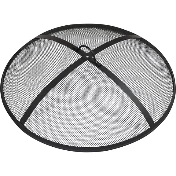 Heavy-Duty Steel Mesh Fire Pit Screen - Fire Pit Spark Screen with Handle - 22-Inch Diameter