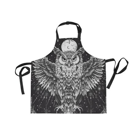 

JSTEL Owl Mysticism Apron with 2 Pockets for Women Men Adjustable Garden Bib