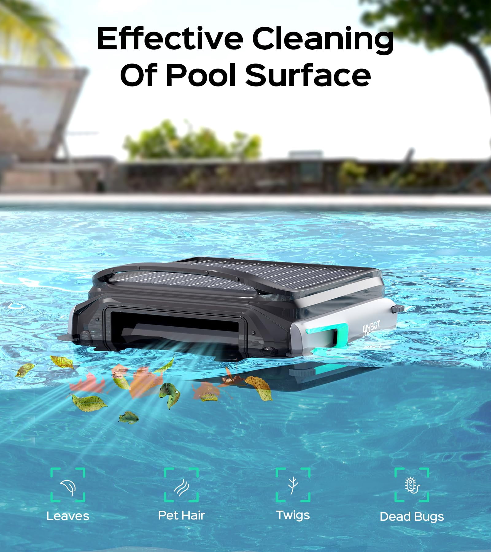 WYBOT F1 Pool Skimmer Robot Cleaner, App Remote Control, Automatic Solar Pool Cleaner, Water Clarification, Obstacle Avoidance, Anti-Stranding, Ideal for All Swimming Pool Types