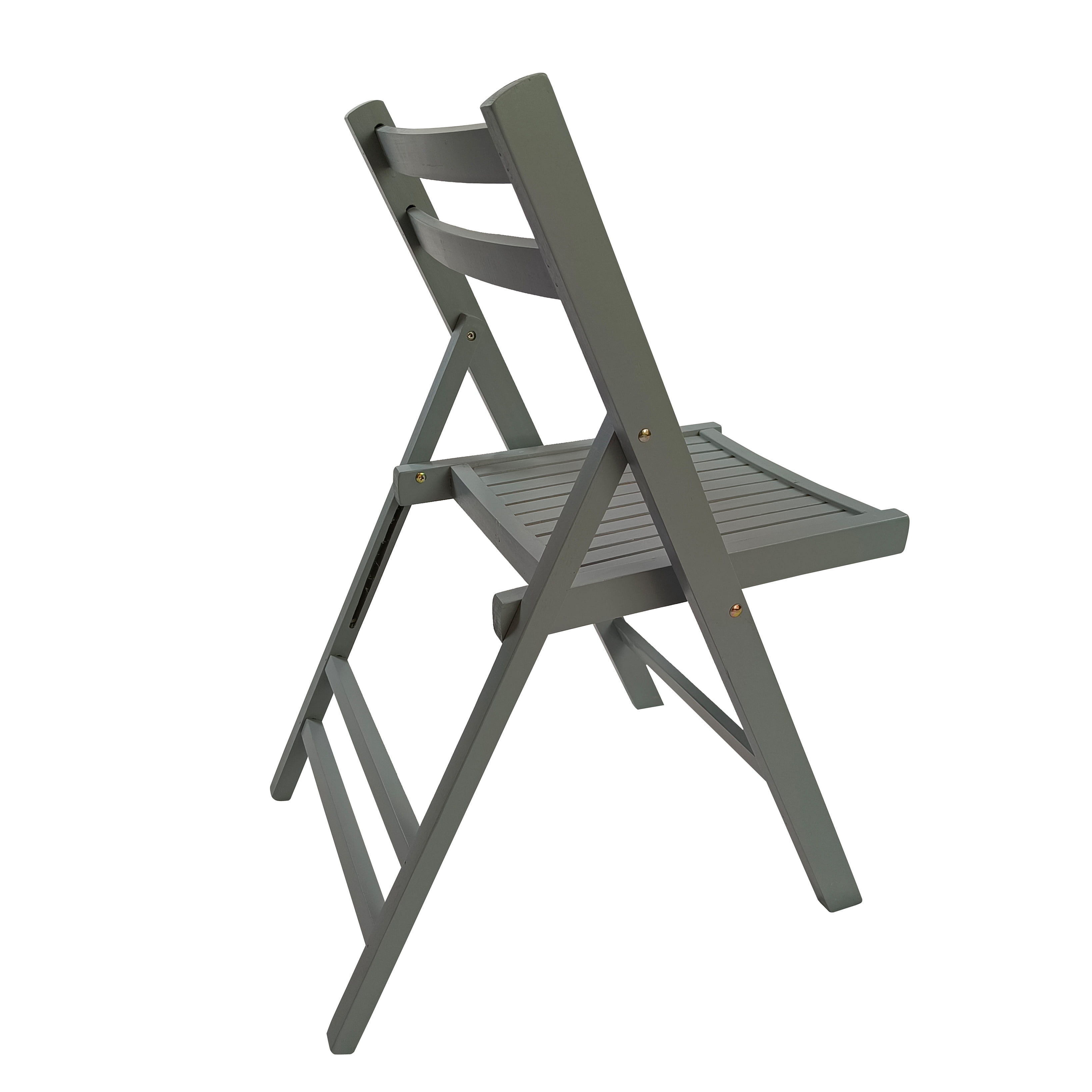 Wooden Folding Dining Chair, 4 Pack Slatted Wood Event Chair Indoor Outdoor Patio Use, Gray