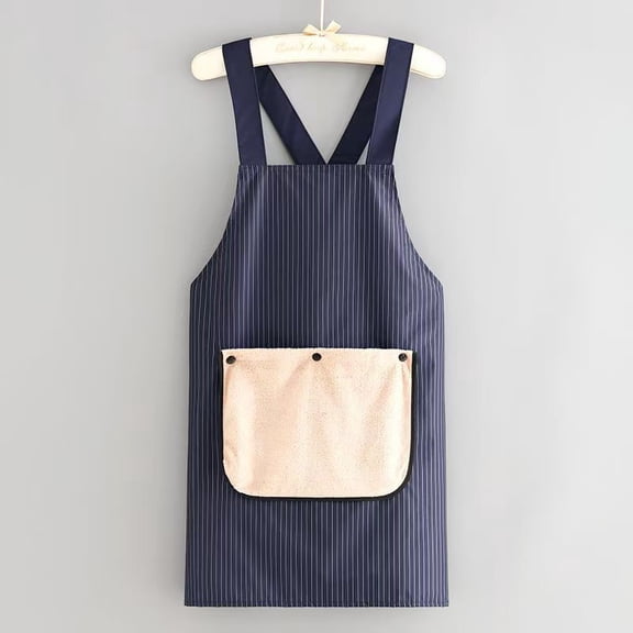 Removable and thick hand-wiping apron, waterproof and oil-resistant kitchen apron- navy blue