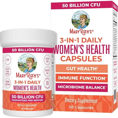 MaryRuth's 3-in-1 Daily Health Probiotics for Women | Hormone Support & Gut Health Supplement for Women | Women’s Probiotic | 50 Billion CFU | Vegan | 30 ct