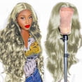 thumbnail image 1 of Lace Front Wigs Human Hair Wig Medium Length Curl 24 Inch Large Wavelength Wig Glue Free Heat-resistant Fiber Wig Synthetic High-temperature Silk Wig Is Suitable For Fashionable Women, 1 of 4