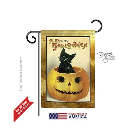 Breeze Decor 62065 Halloween Merry Halloween 2-Sided Impression Garden Flag - 13 x 18.5 in.