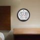 thumbnail image 1 of Reloj despertador digital de pared redondo de 7,4 cm, funciona con pilas, versátil, 12/24 h, con temperatura y humedad, para oficina, elegante, color negro, 1 of 8