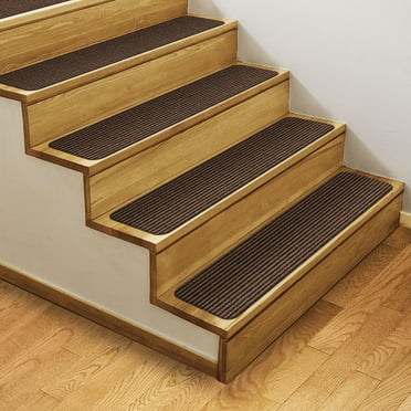 Set of 12 Skid-Resistant Double-Ribbed Carpet Stair Treads – Bittersweet Brown – 8 In. X 30 In. – Several other Sizes to Choose From