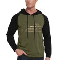 thumbnail image 3 of Men's Dark Color Hooded Sweatshirt with Long Flag Print, Casual Drawstring Pullover Including Pockets, Fall Spring Versatile Streetwear,Army Green,L, 3 of 7