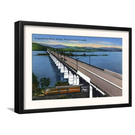 Pennsylvania - View of the Susquehanna River Bridge on the ... Framed Art Print Wall Art