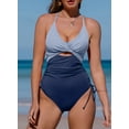 thumbnail image 4 of Eytino One Piece Bathing Suit for Women One Piece Swimsuits Ribbed Tummy Control High Cut Bathing Suit V Neck Criss Cross Monikini, 4 of 5