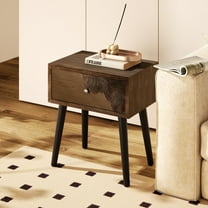 COSIEST End Table with Storage Drawer, Mid Century Modern End Table, Accent Side Table Small Wood End Table for Living Room, Walnut